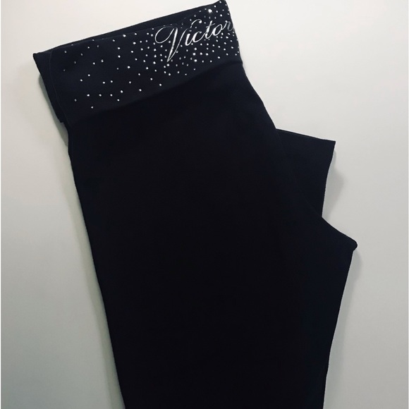 ❤️‍🔥SOLD❤️‍🔥VICTORIA’S SECRET BLING BLACK/SILVER RHINESTONE LEGGINGS-EUC - Picture 6 of 8